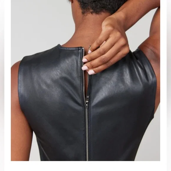 Spanx, Leather-Like Combo Fitted Dress NWT - Picture 5 of 10